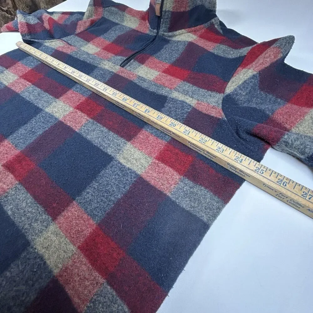 John Wayne Stock & Supply 1/4 Zip Fleece Pullover Jacket Mens L Plaid Western